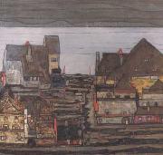 Egon Schiele Suburb I (mk12) oil painting reproduction